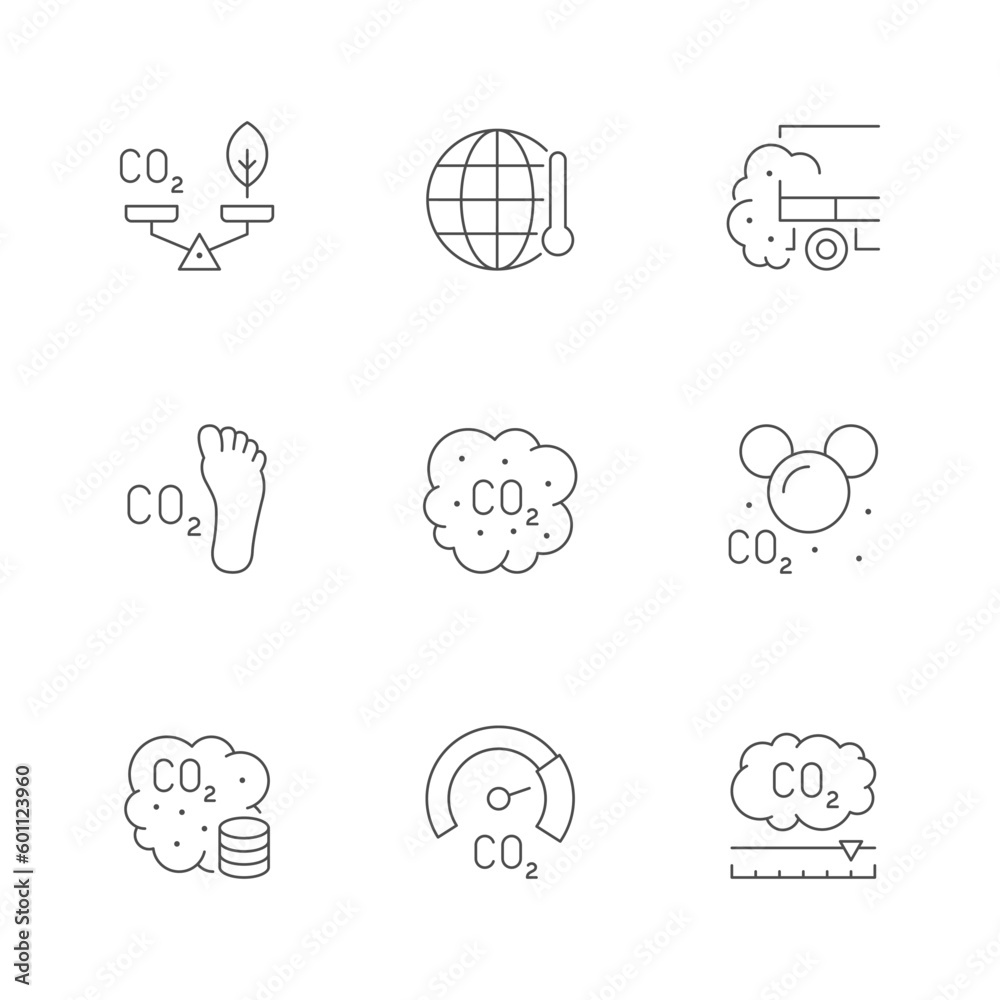 Set line icons of carbon dioxide Set line icons of carbon dioxide