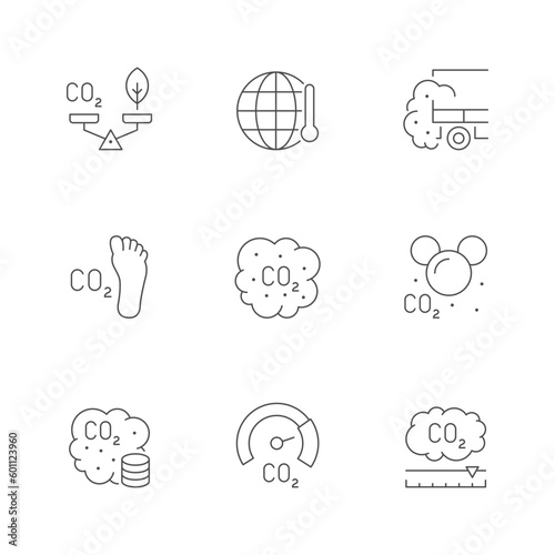 Set line icons of carbon dioxide