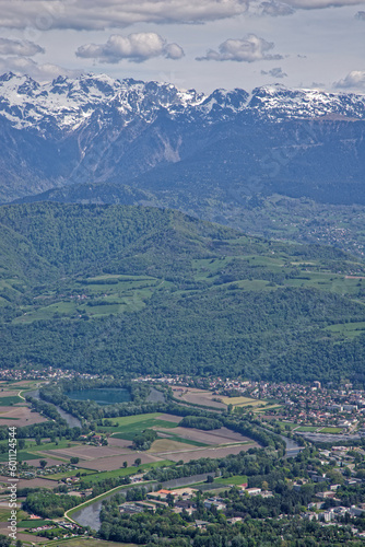 Isere river valley and Belledonne mountain range, near Grenoble