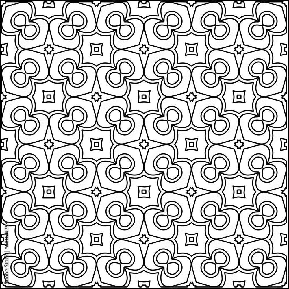 Geometric pattern of lines.  Black and white pattern for web page, textures, card, poster, fabric, textile.