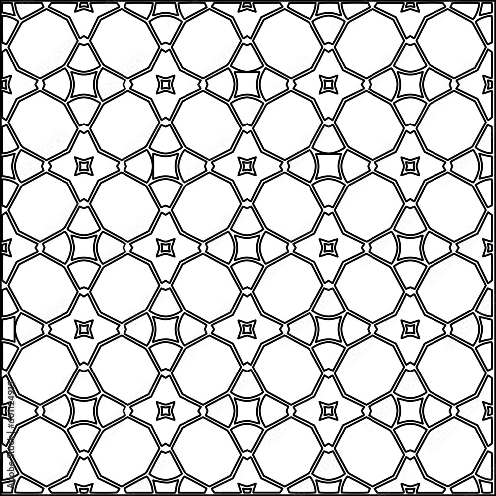 Naklejka premium Geometric pattern of lines. Black and white pattern for web page, textures, card, poster, fabric, textile.