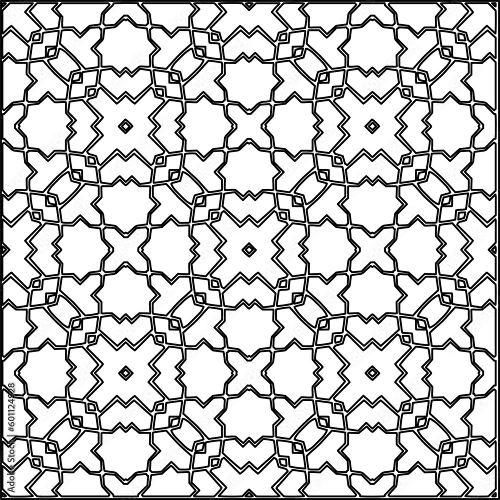 Fototapeta premium Geometric pattern of lines. Black and white pattern for web page, textures, card, poster, fabric, textile.