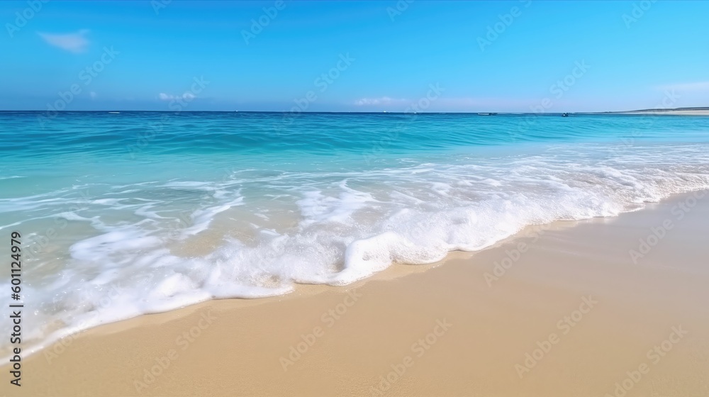 Soft blue ocean wave on fine sandy beach