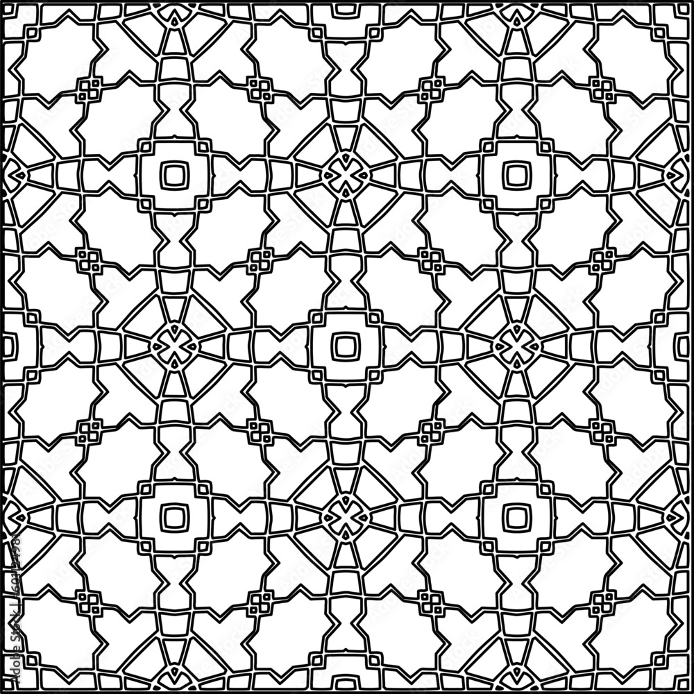 Fototapeta premium Geometric pattern of lines. Black and white pattern for web page, textures, card, poster, fabric, textile.