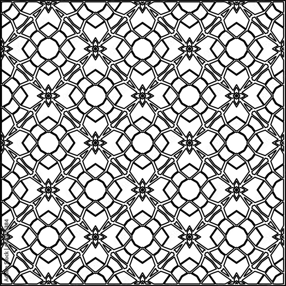 Fototapeta premium Geometric pattern of lines. Black and white pattern for web page, textures, card, poster, fabric, textile.