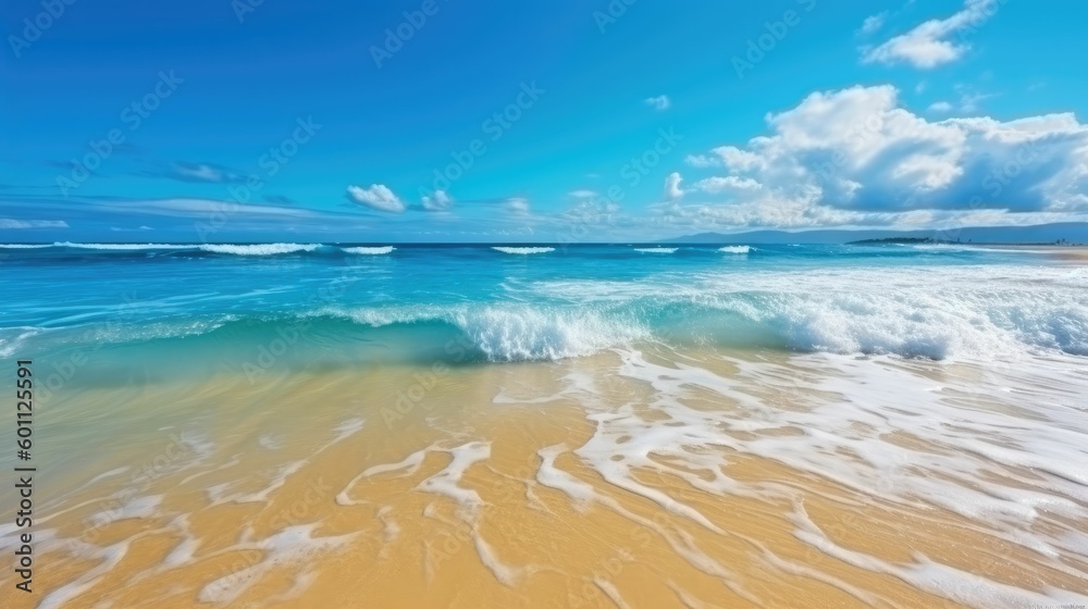 Beautiful beach with soft blue ocean waves