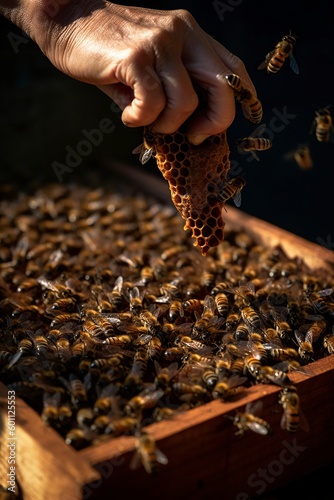 illustration, beekeeper working,generative ai © Jorge Ferreiro