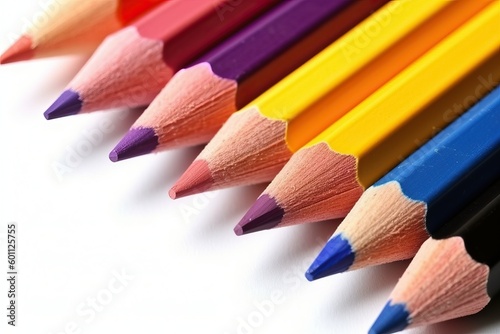 Colorful pencil on white background (Ai generated)