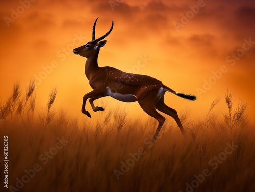 The Majestic Leap of a Gazelle in the African Savannah
