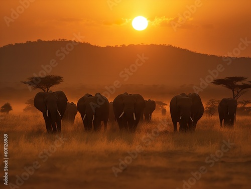Elephants' Journey: A Family Trek across the African Plains © VisualMarketplace