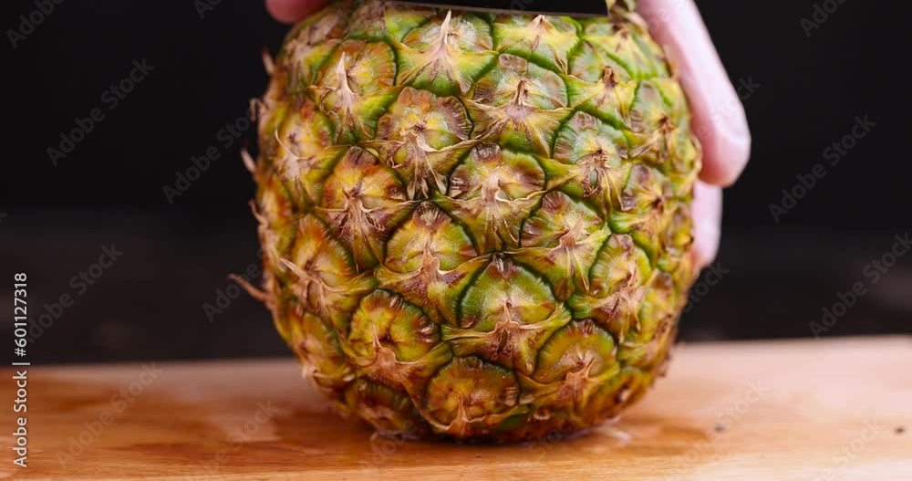 cut pulp of peeled ripe pineapple , sweet delicious yellow pineapple cut into pieces