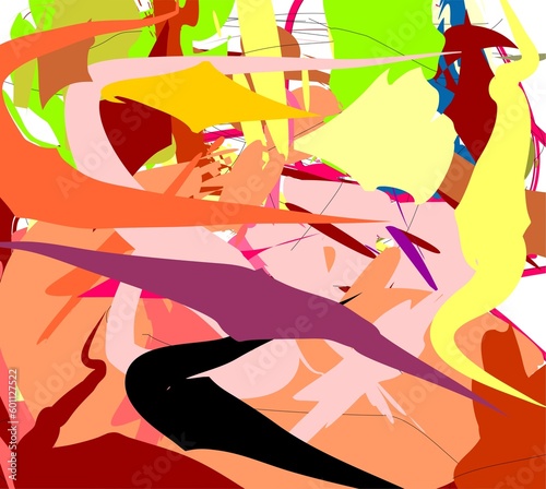 Multicolored paint, watercolor forms, swirls, lines, abstract background