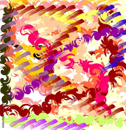 Multicolored paint, watercolor forms, swirls, lines, abstract background