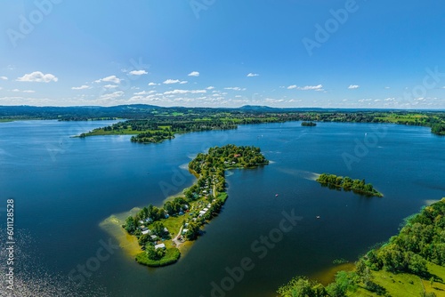 Der nördliche Staffelsee mit der Insel Buchau im Luftbild
 photo