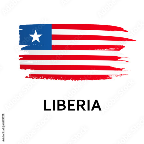 National symbols - flag of Liberia isolated on white background. Hand-drawn illustration. Flat style. 