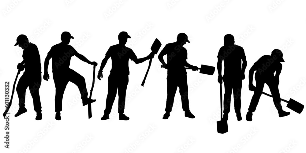 Man with shovel outdoor in the spring Man with shovel outdoor in the spring