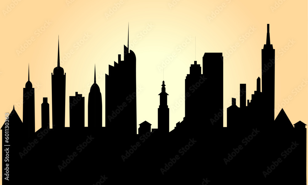 City illustration with buildings shapes