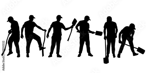 Man with shovel outdoor in the spring 