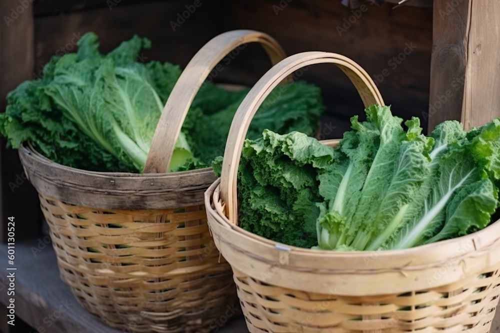 illustration, lettuces in a basket, ai generative. illustration, lettuces in a basket, ai generative.