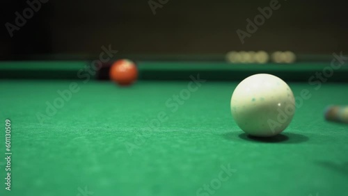 Wallpaper Mural Billiards game, pool table, cue hammers the ball into the hole, snookers game process Torontodigital.ca