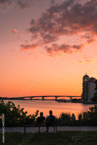 Colorful sunset over Sarasota Bay photo