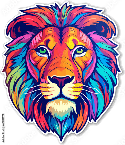 Fototapeta Naklejka Na Ścianę i Meble -  Lion head colorful vivid  isolated vector ilustration cartoon 2d style 