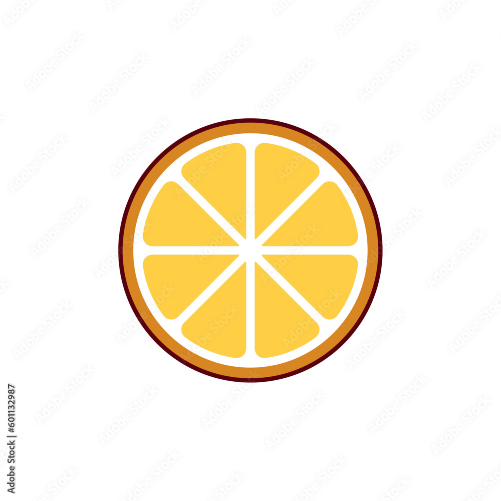 slice orange fruit isolated on white background in flat style slice orange fruit isolated on white background in flat style