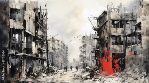 Rising from the Ashes: A Visual Tribute to the Horrors and Heroism of War Art Paint Generative AI
