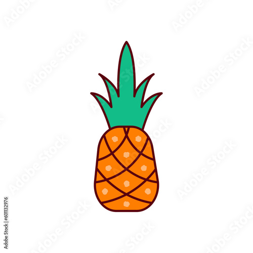 Pineapple fruit vector in flat design. Summer fruits for healthy lifestyle