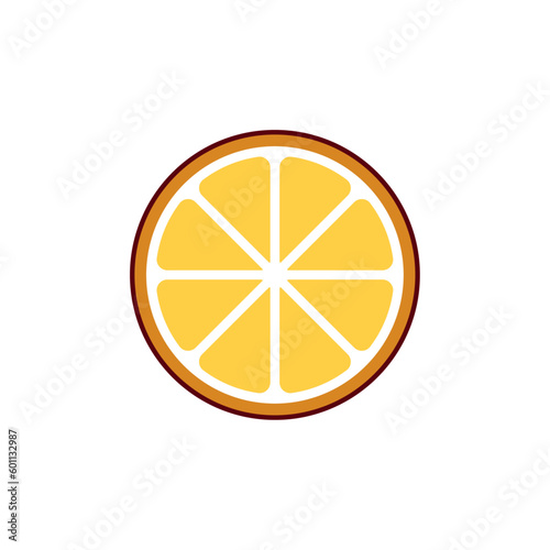 slice orange fruit isolated on white background in flat style