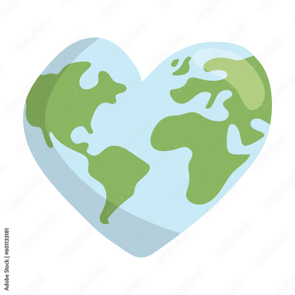 Heart shaped earth. Environment care. Save and love the planet.