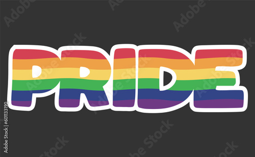 Love lettering with rainbow flag. Pride month icon.