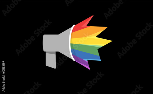 LGBT megaphone with rainbow. Pride month voice speaker. Diversity representation.