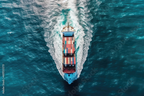Aerial view of container cargo ship in the sea