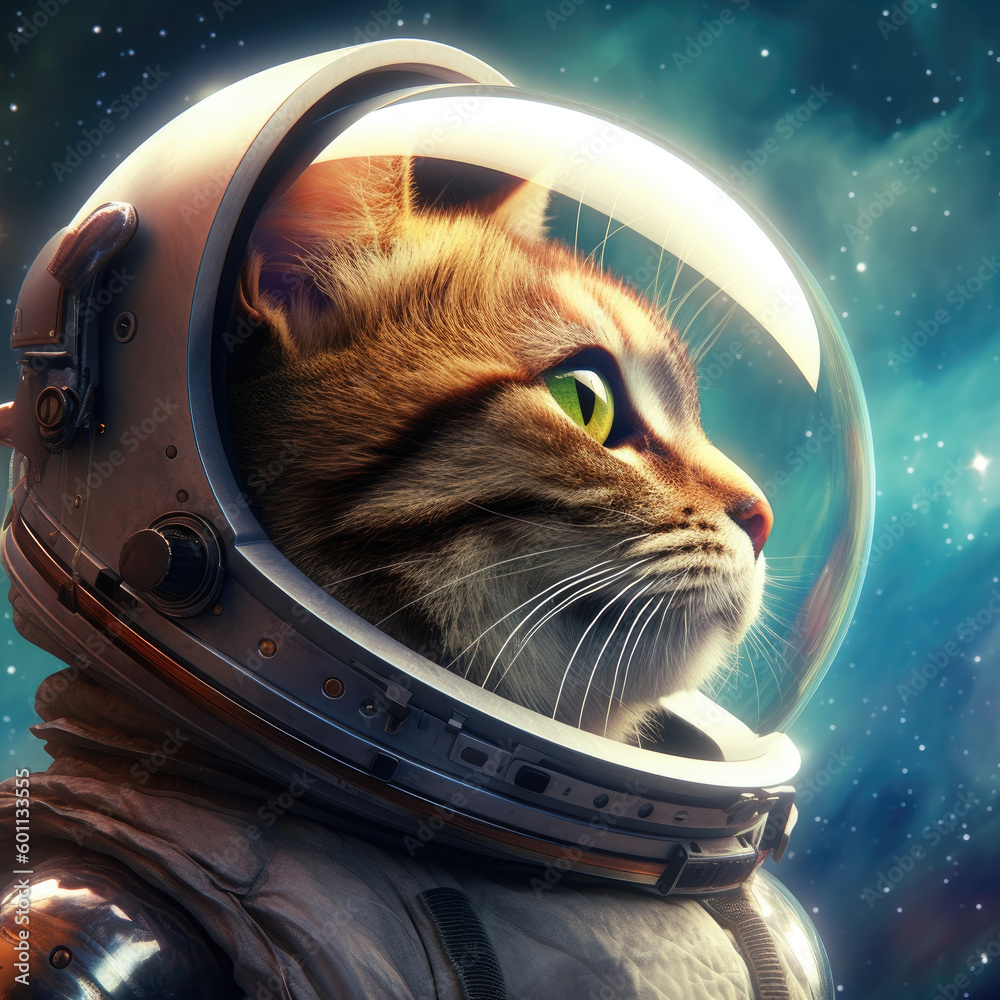 Cat astronaut in a space suit - created with Generative AI