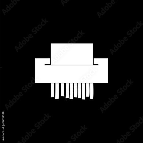 Paper shredding line outline icon isolated on black background 