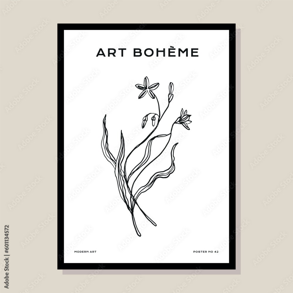 Abstract boho style botanical vector art print poster for your wall art gallery
