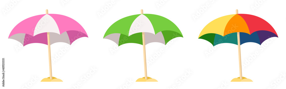 Parasol. Beach sunshade. Vector clipart isolated on white background.