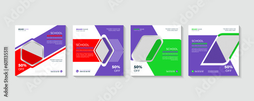 A flyer for a school admission company social post template set