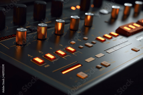 sound engineer mixing console. generative ai photo