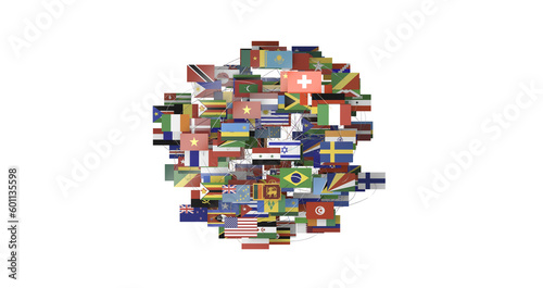 Photography Connection lines Around map with all country flags, Futuristic Technology - PNG