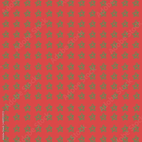 Canvastavla Morocco pattern green stars on a red background