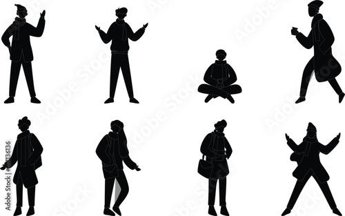 silhouettes of people poses