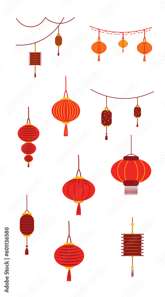 Chinese New Year Lantern Illustration Set Collection