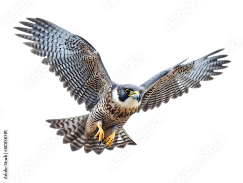 falcon in flight isolated from background, PNG, generative AI.