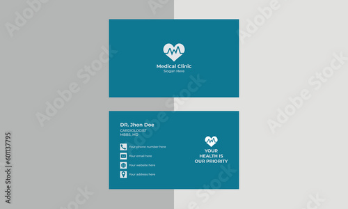Professional medical style business card . Medical healthcare or hospital and business card template.