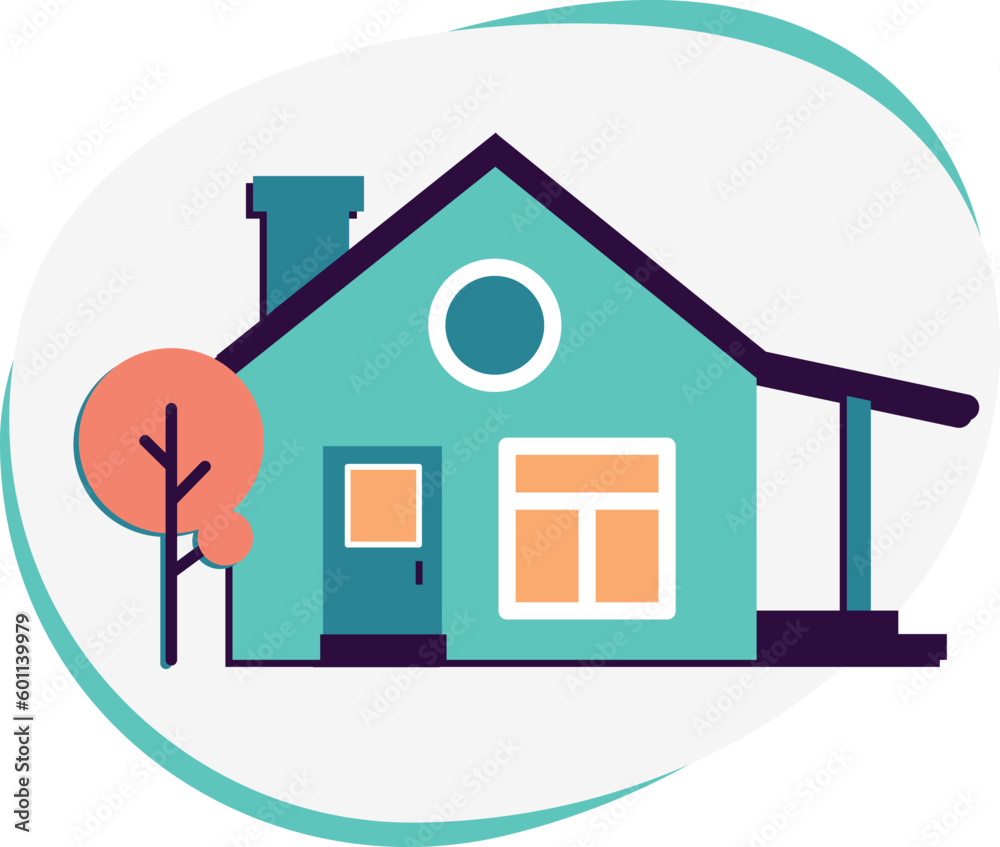 small cozy house and autumn tree small cozy house and autumn tree