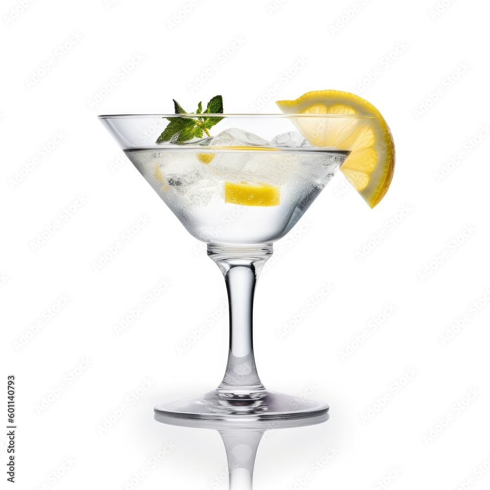 Vesper cocktail Isolated on White. Generative AI Vesper cocktail Isolated on White. Generative AI