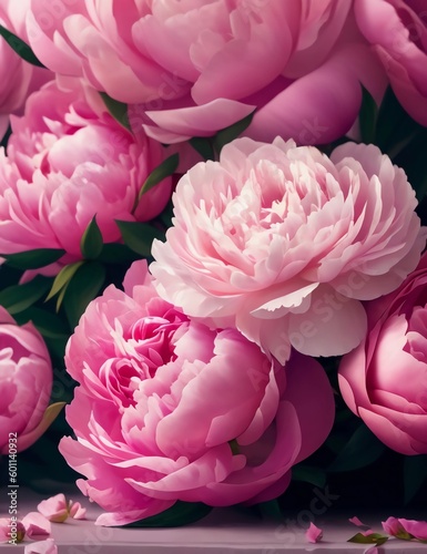 bouquet of pink Peonies and roses
