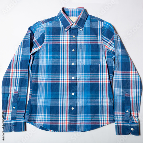 Button downlong sleeve men's shirt on white background